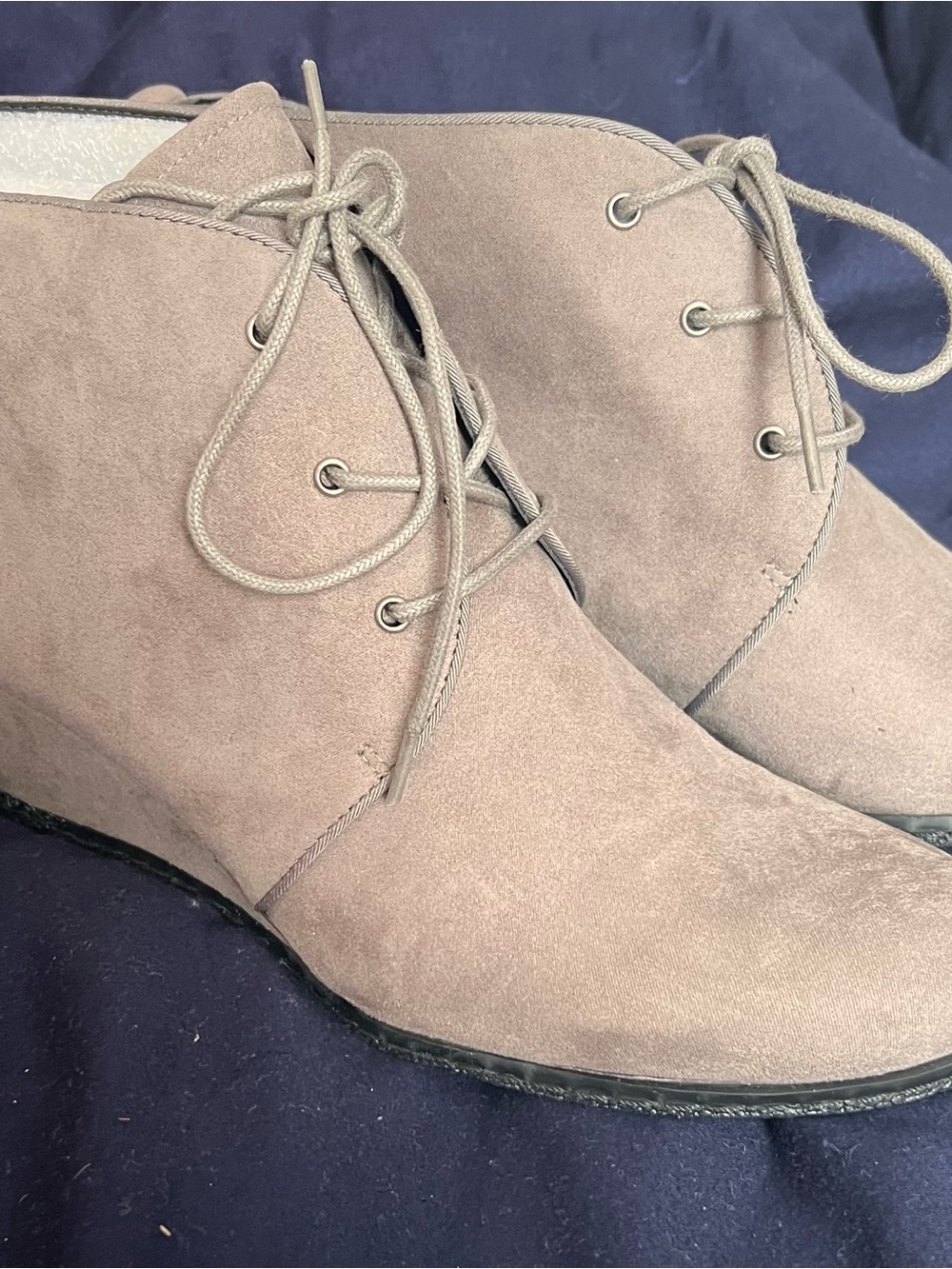 Franco Sarto Taupe Suede Lace-Up Ankle Booties